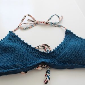 Blue Crochet Bathing Suit Top